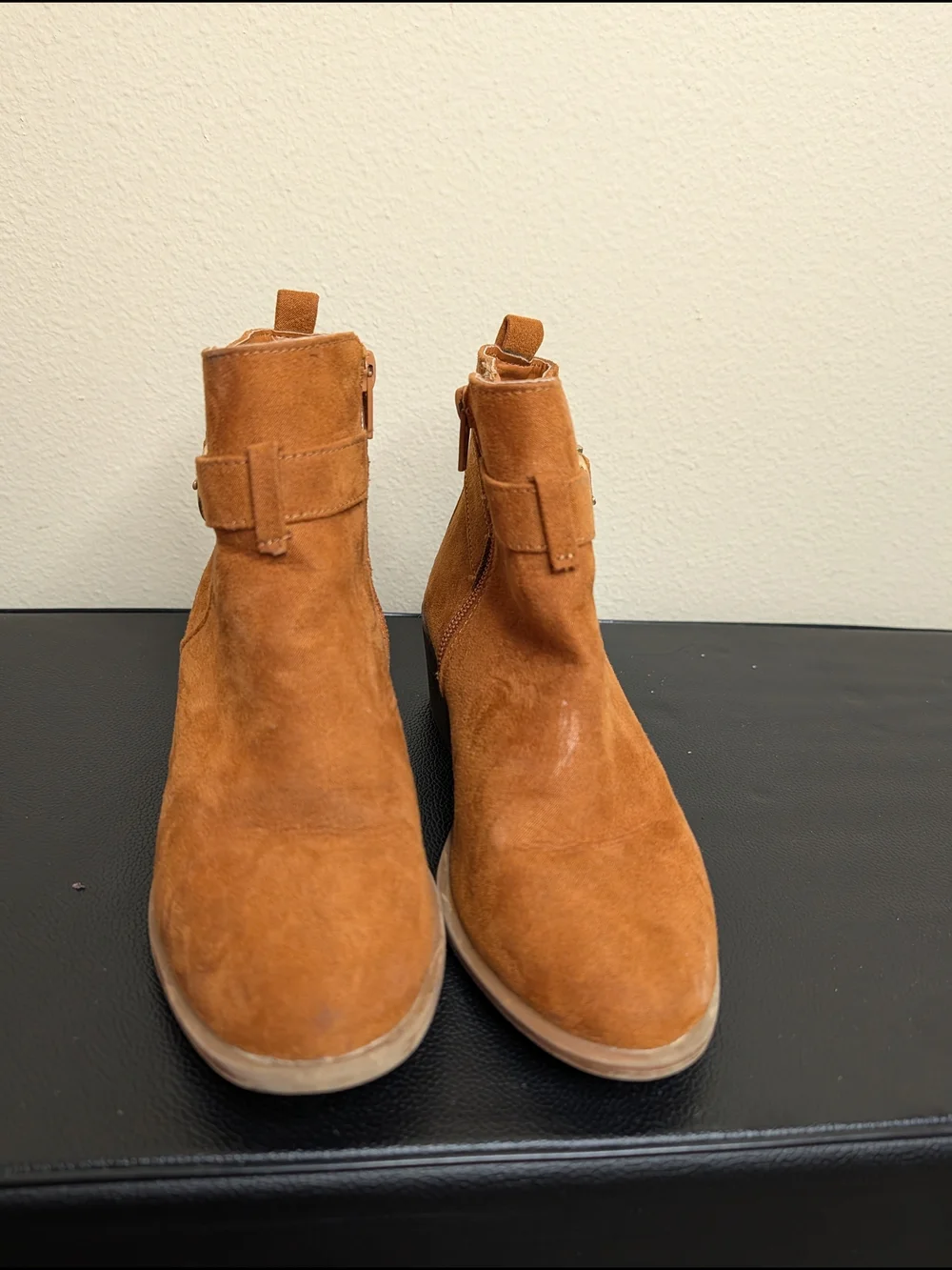 Sugar Bierock Tan Faux Suede Ankle Boots Buckle Detail Girls Size 2